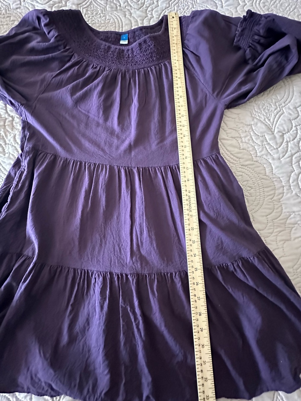 Cottagecore Old Navy Deep Plum Boho Tiered Peasant Dress Balloon Long Sleeve M - Picture 10 of 10